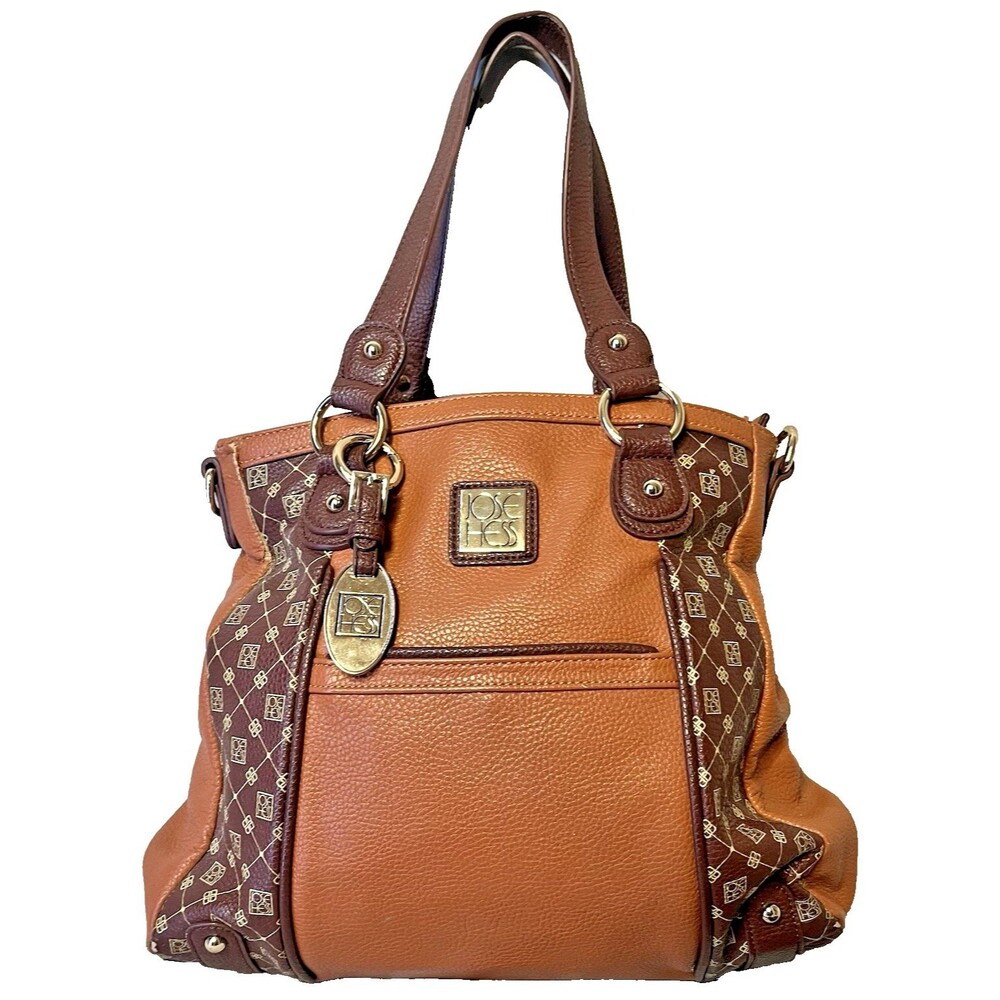 Vintage Jose Hess Danbury Mint Leather Shoulder Handbag Brown Travel Purse